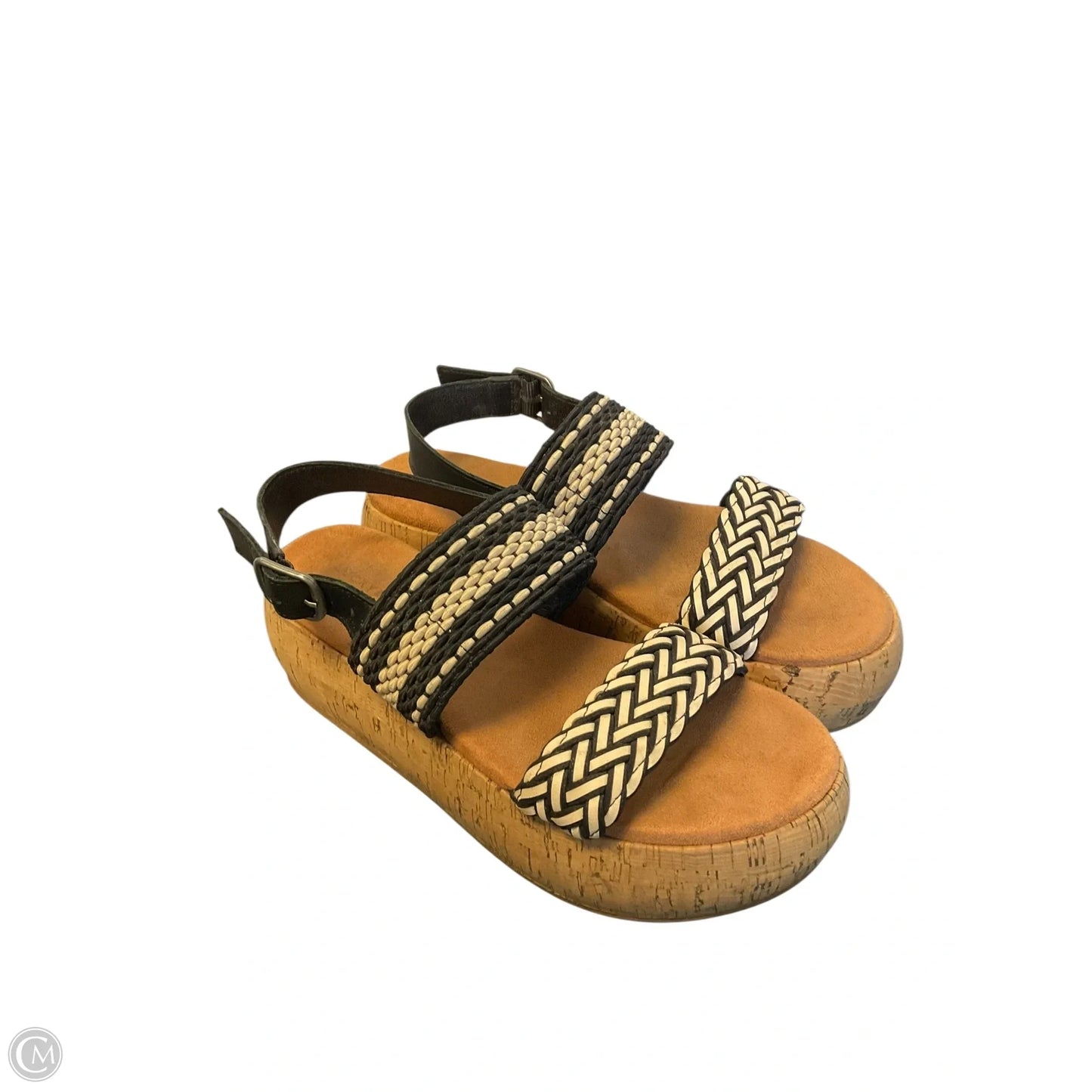 Sandals Heels Platform By Lucky Brand In Black & Cream, Size: 6.5