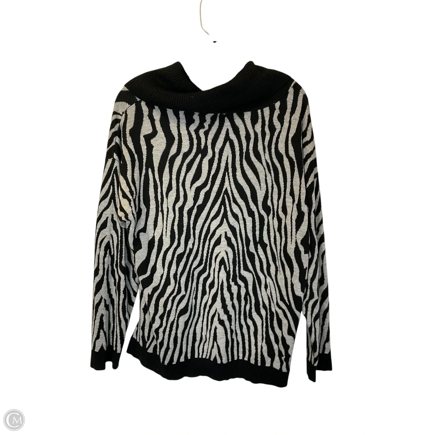 Top Long Sleeve By Calvin Klein In Black & Grey, Size: M