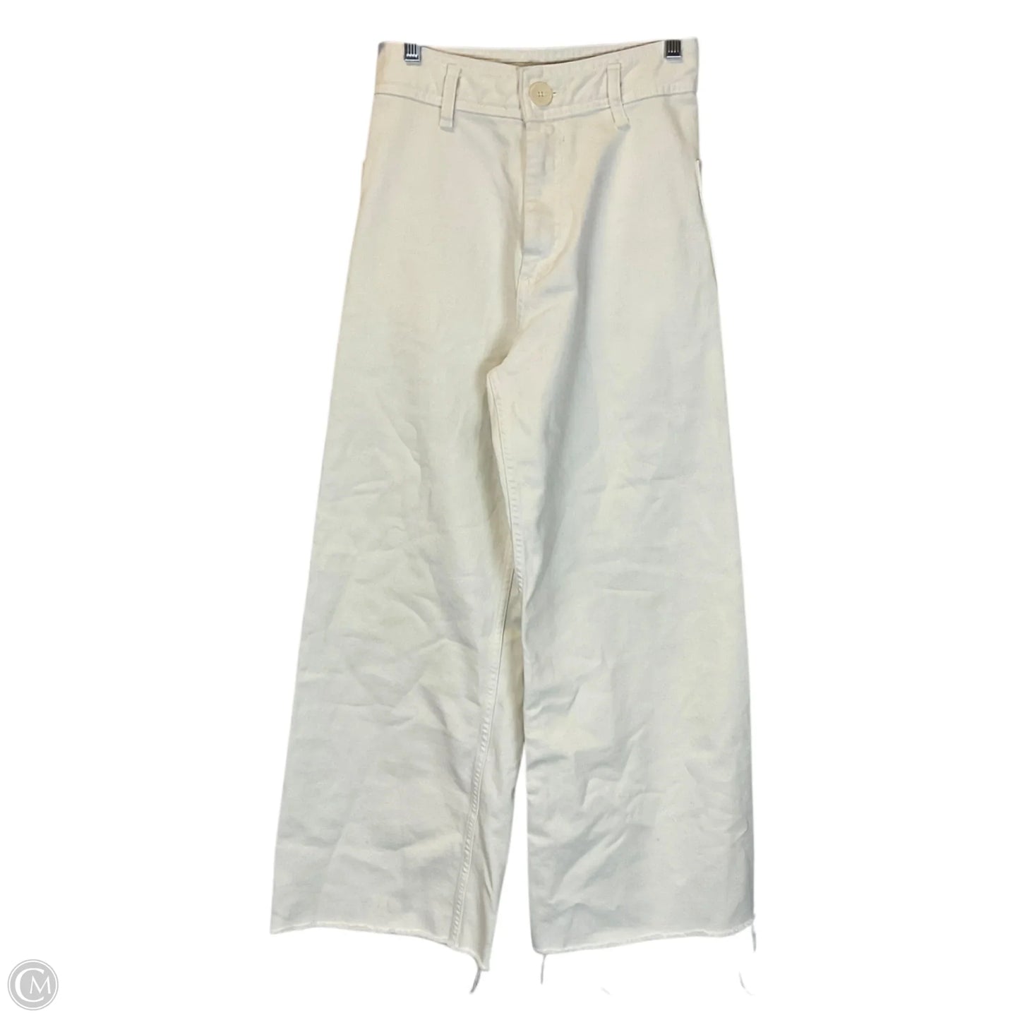 Jeans Wide Leg By Zara In White Denim, Size: 4