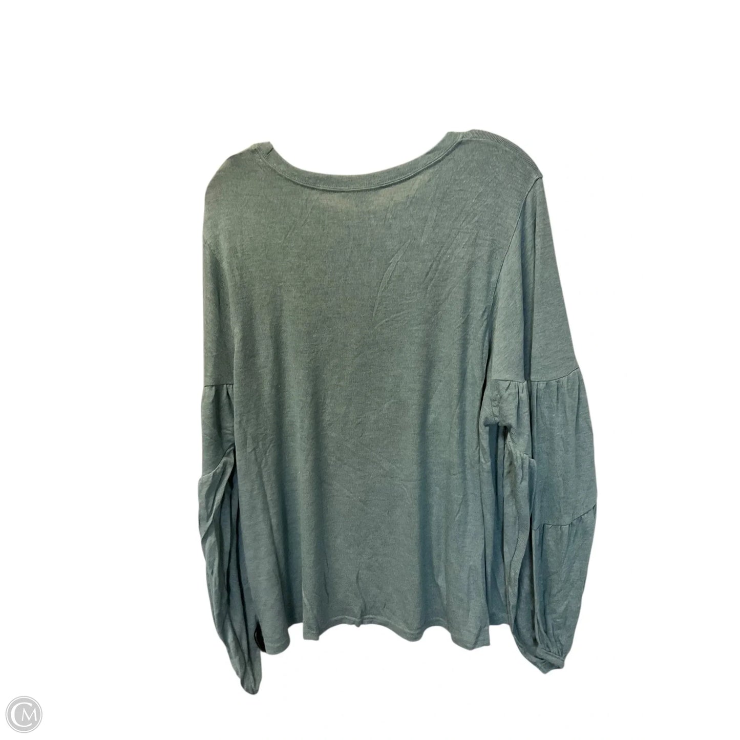 Top Long Sleeve Basic By Chicsoul In Blue, Size: 1x
