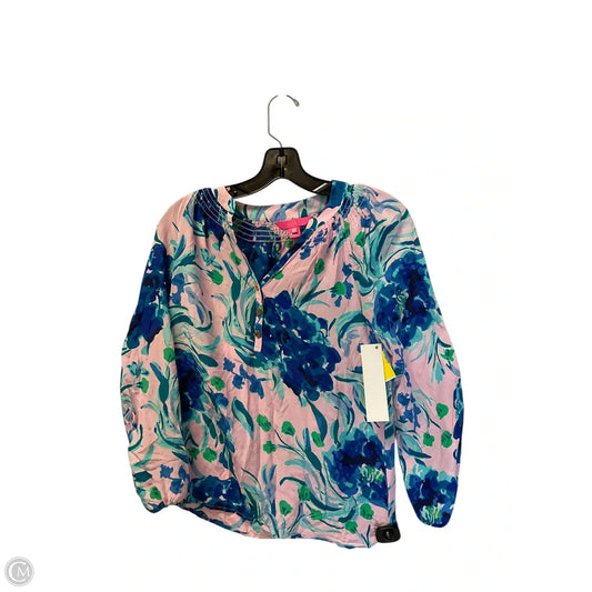 Top Long Sleeve Designer By Lilly Pulitzer In Blue & Pink, Size: Xxs