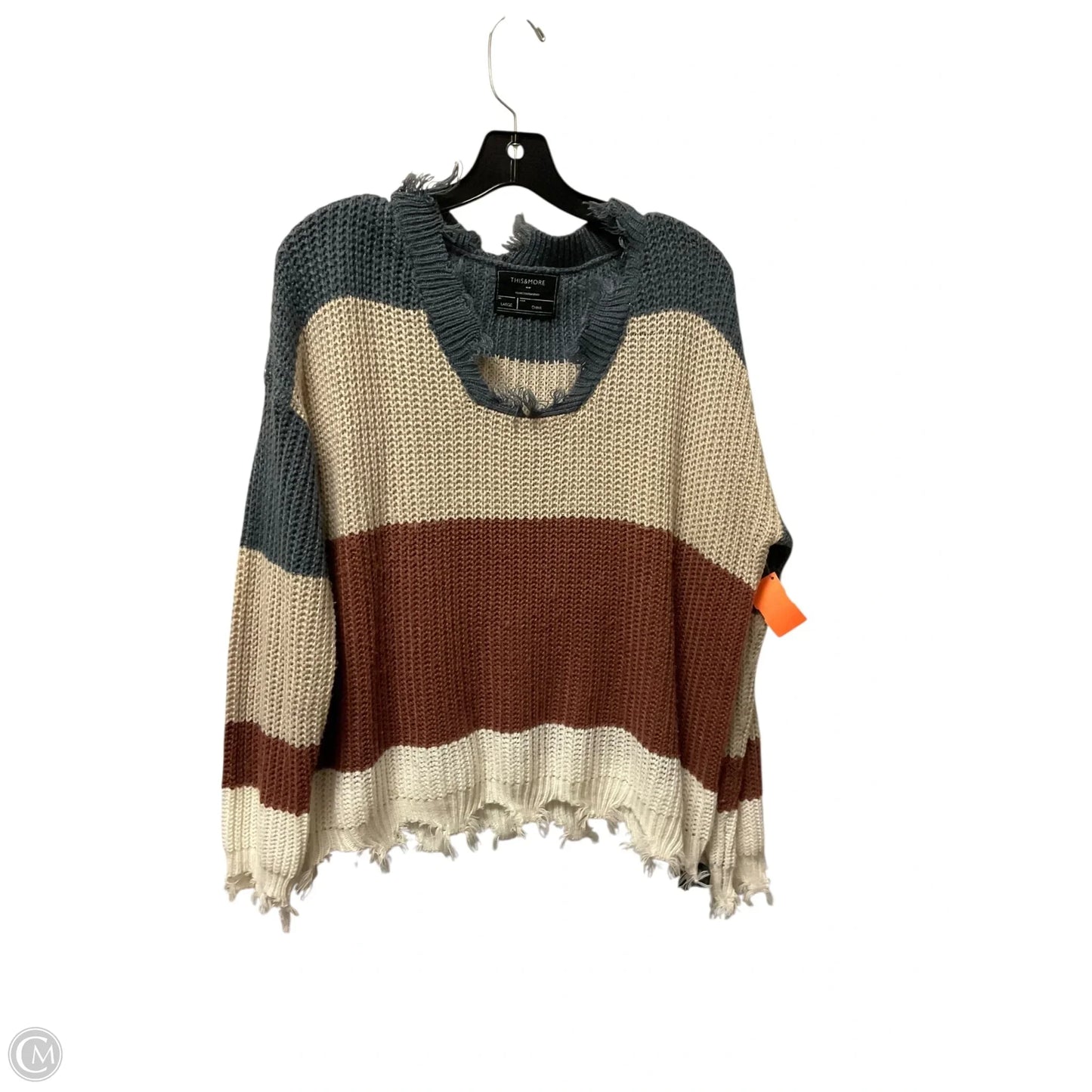 Sweater By Clothes Mentor In Striped Pattern, Size: L