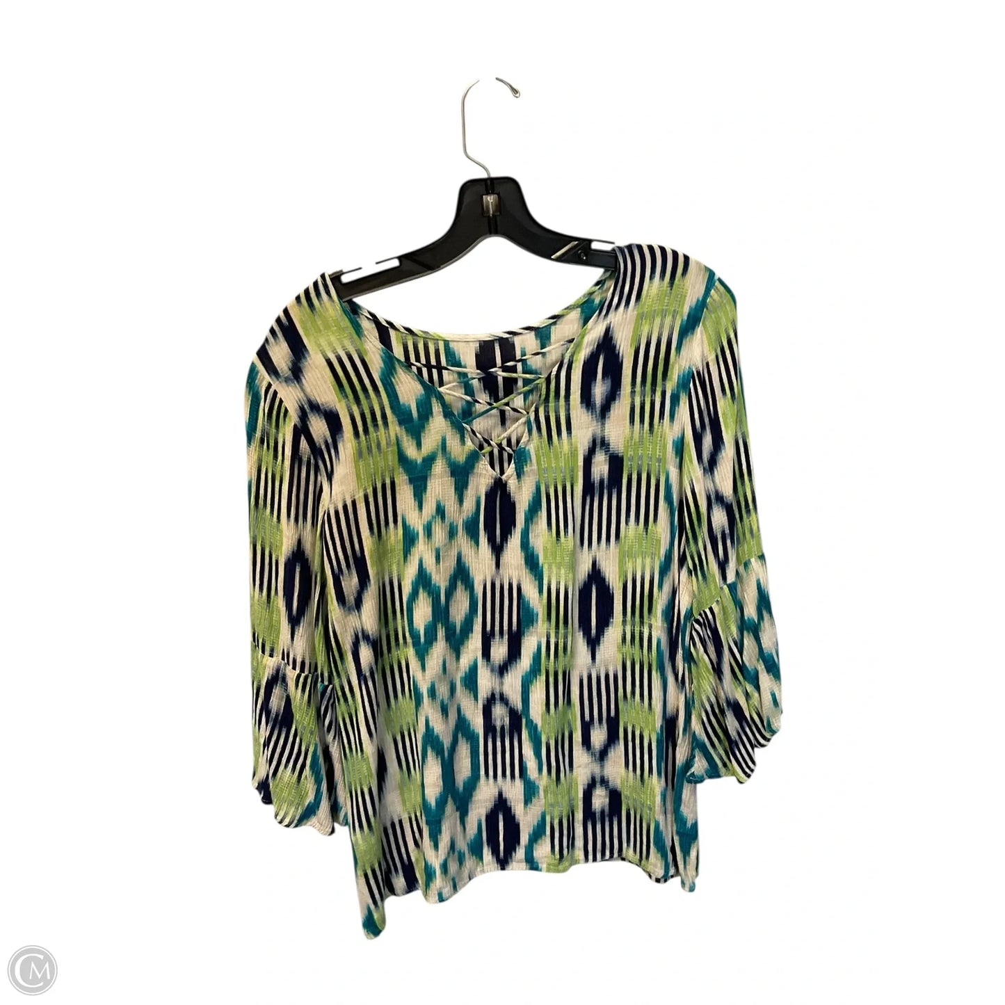 Top Long Sleeve By Chicos In Blue & Green, Size: S