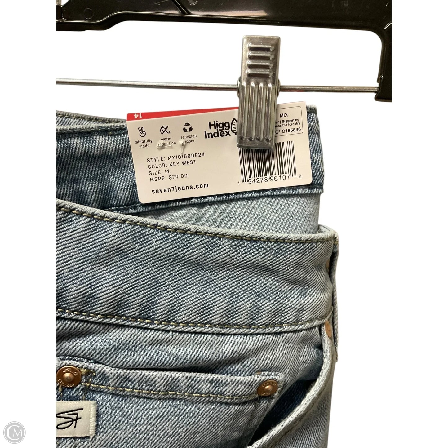 Jeans Straight By Seven 7 In Blue Denim, Size: 14