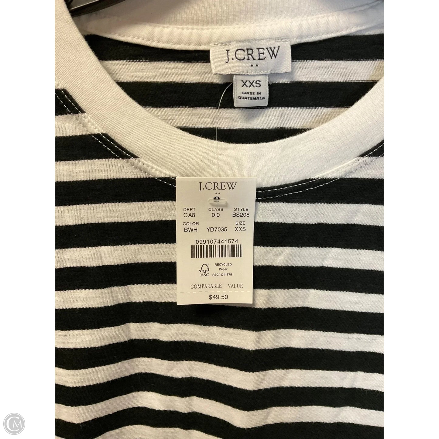 Top Long Sleeve By J. Crew In Striped Pattern, Size: Xxs