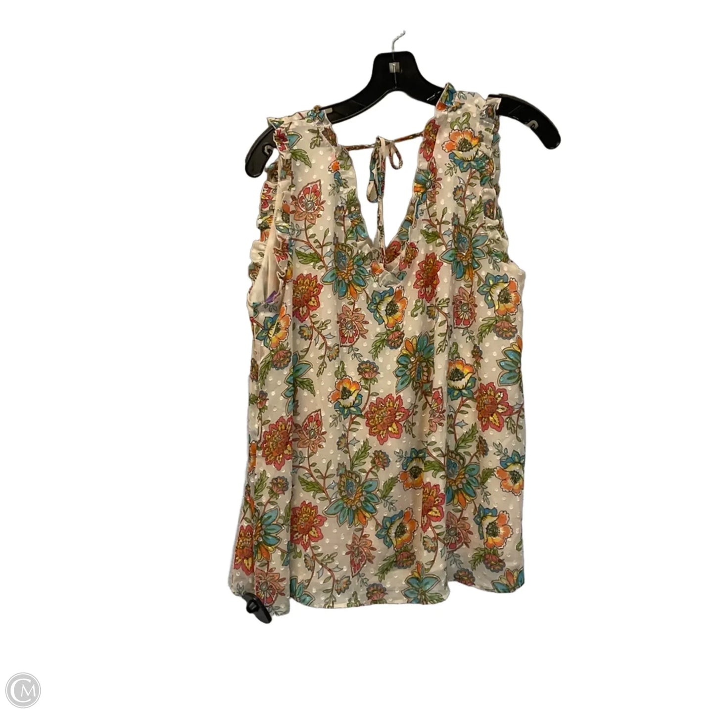 Top Sleeveless By Cato In Tan, Size: L