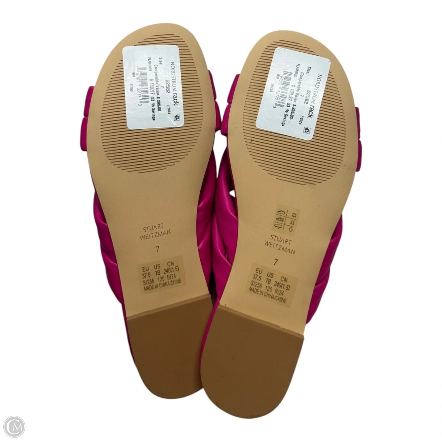 Crossover Slide Sandals Designer By Stuart Weitzman In Pink, Size: 7