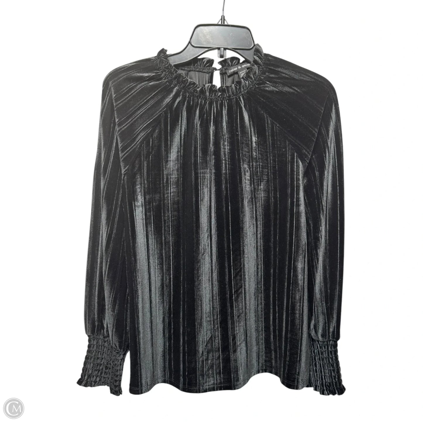 Velvet Top Long Sleeve By Cable And Gauge In Black, Size: S