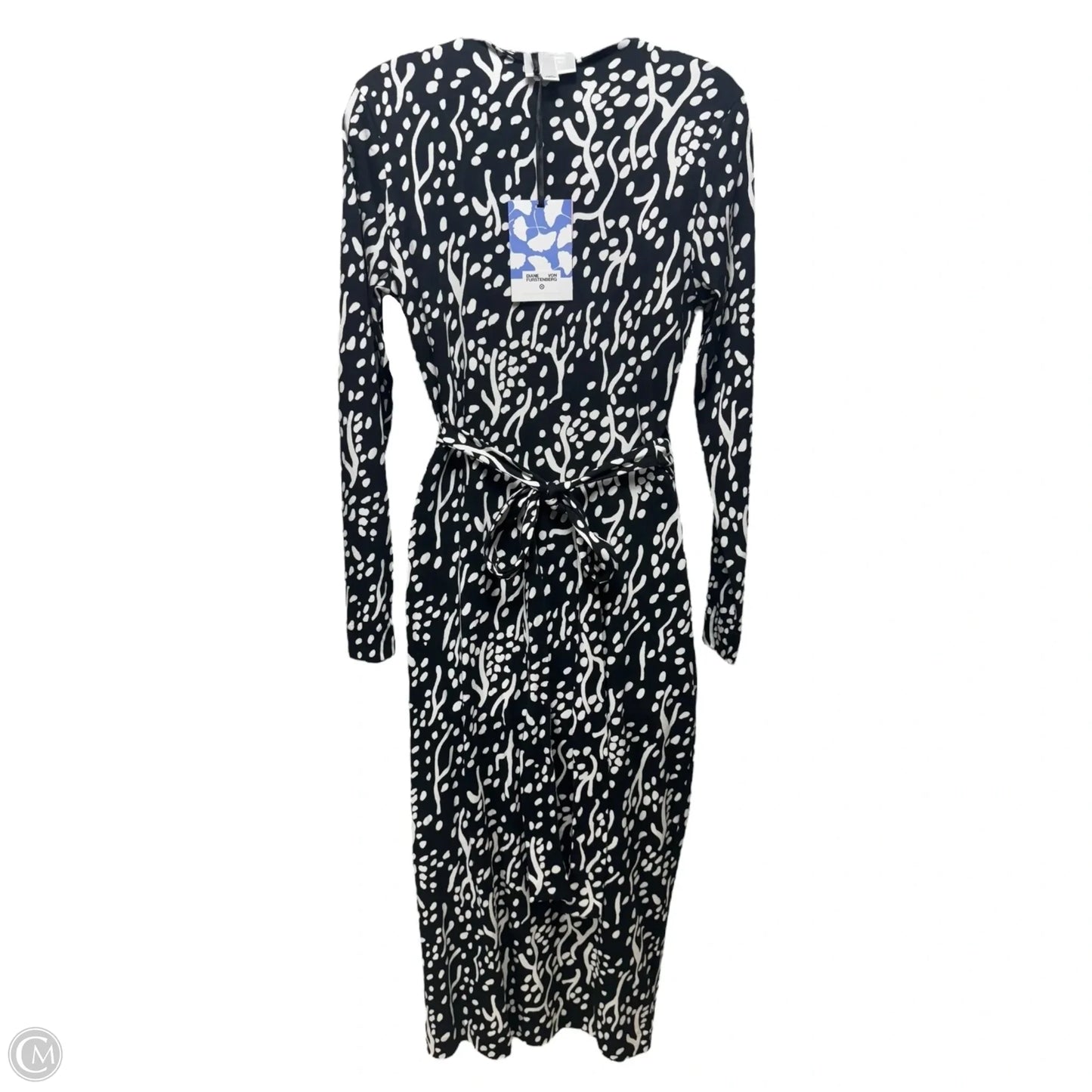 Long Sleeve Midi Wrap Dress Designer By Diane Von Furstenberg X Target In Sea Spots Black, Size: S