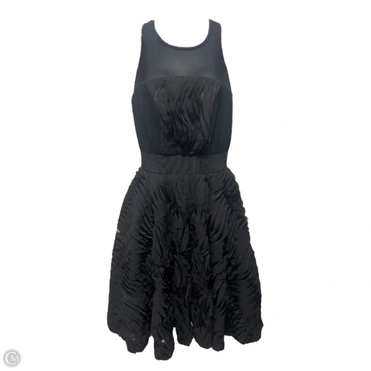 Plisse Twirl Illusion Cocktail Dress Designer By Milly In Black, Size: 0