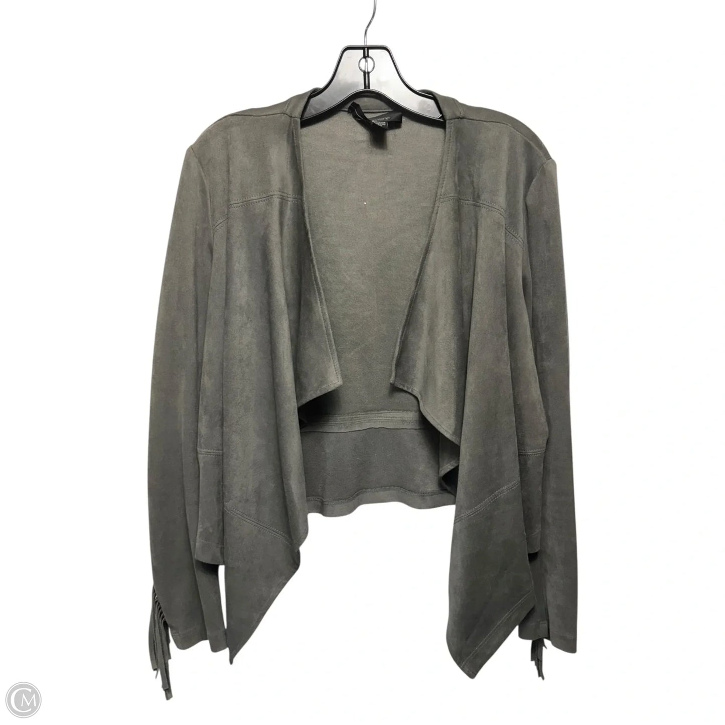 Fringe Sleeve Jacket By Karen Kane In Grey, Size: M