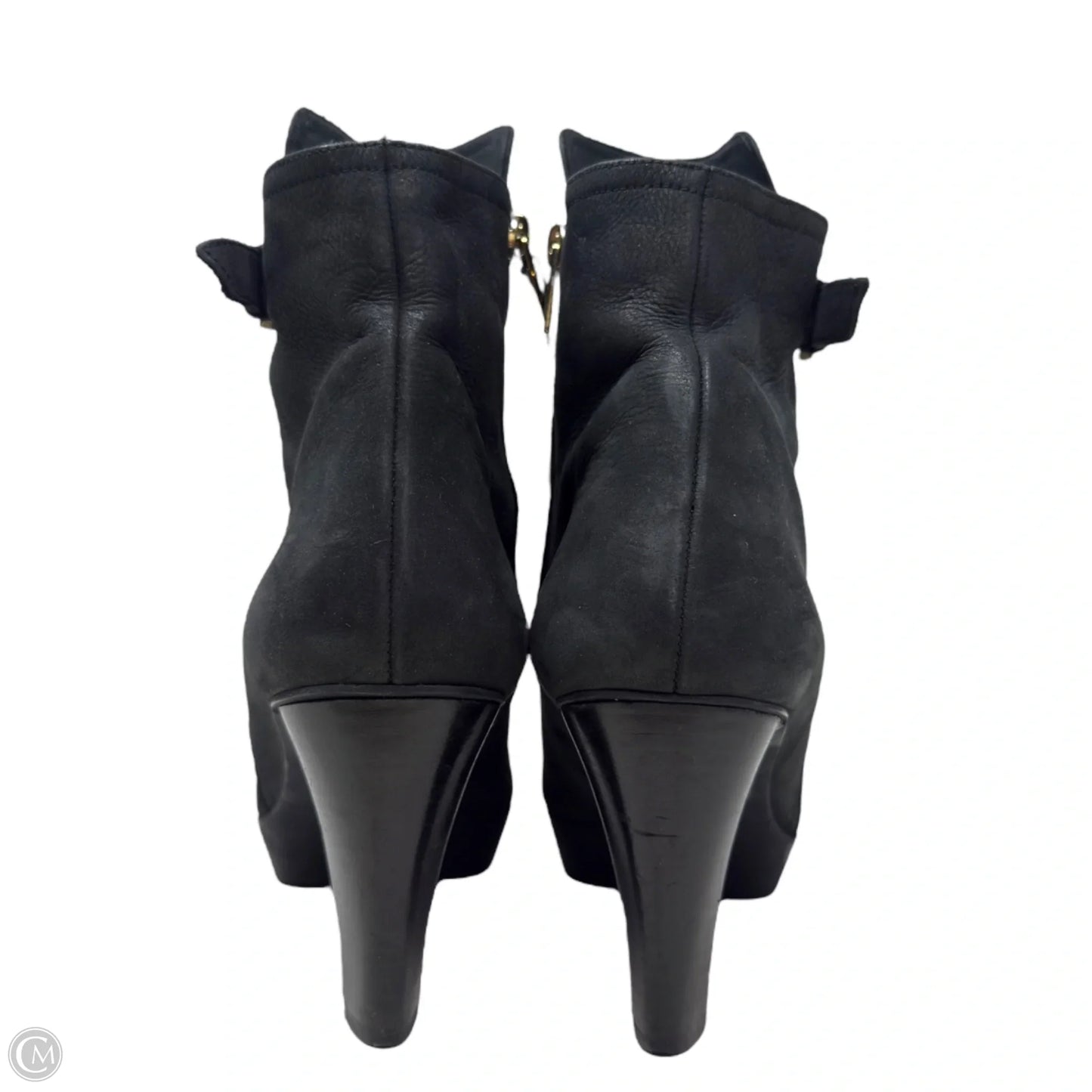 Shearling Lined Leather Heeled Ankle Boots By Fratelli Rossetti In Black, Size: 10