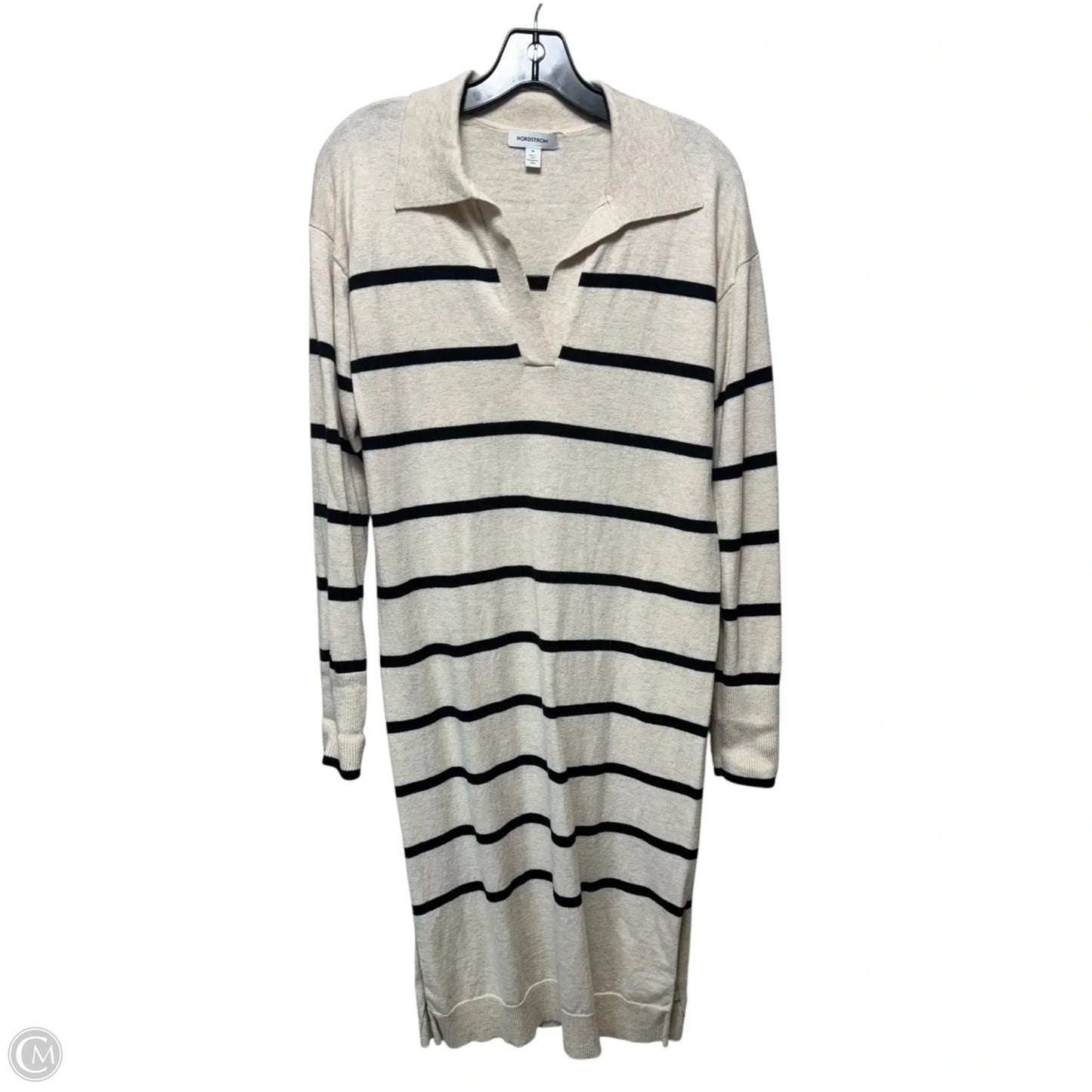 Collared Sweater Dress Casual Midi By Nordstrom In Striped Pattern, Size: M