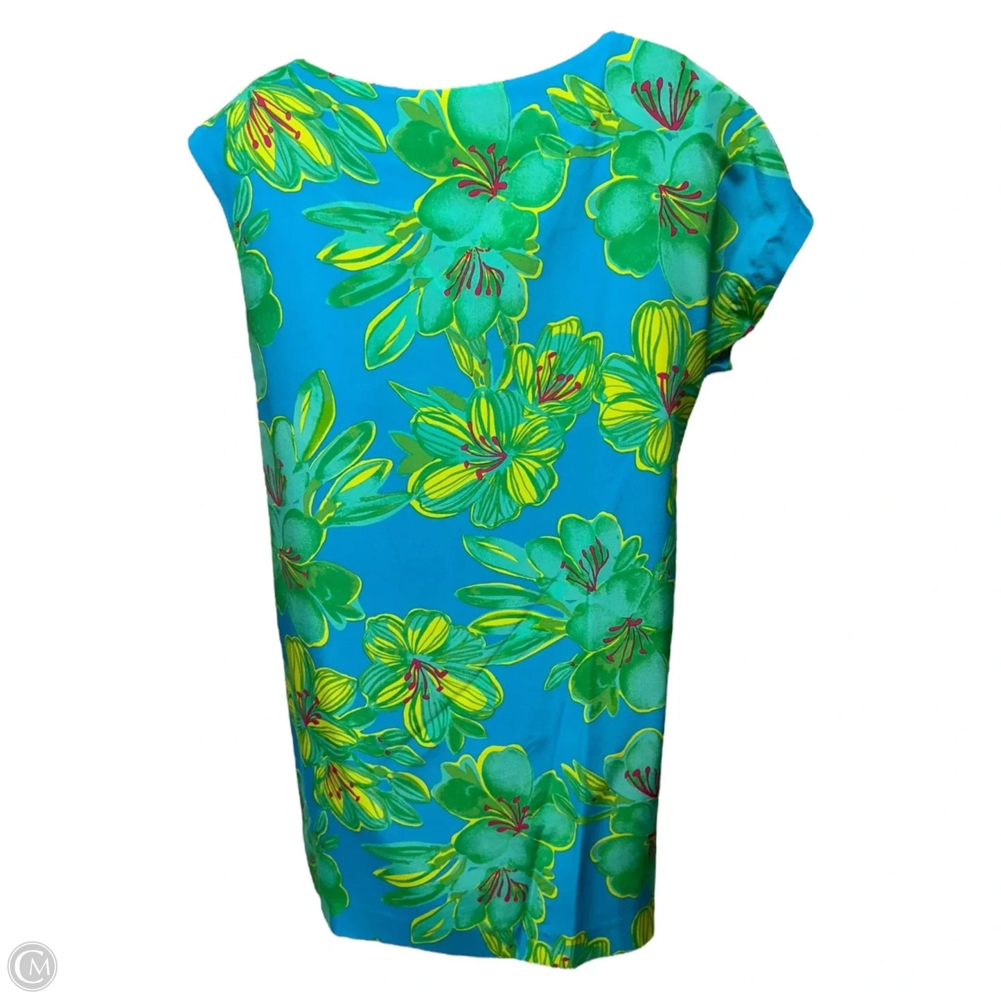 Scarlette Silk Dress Designer By Lilly Pulitzer In Printed Turquoise Leibold, Size: 4