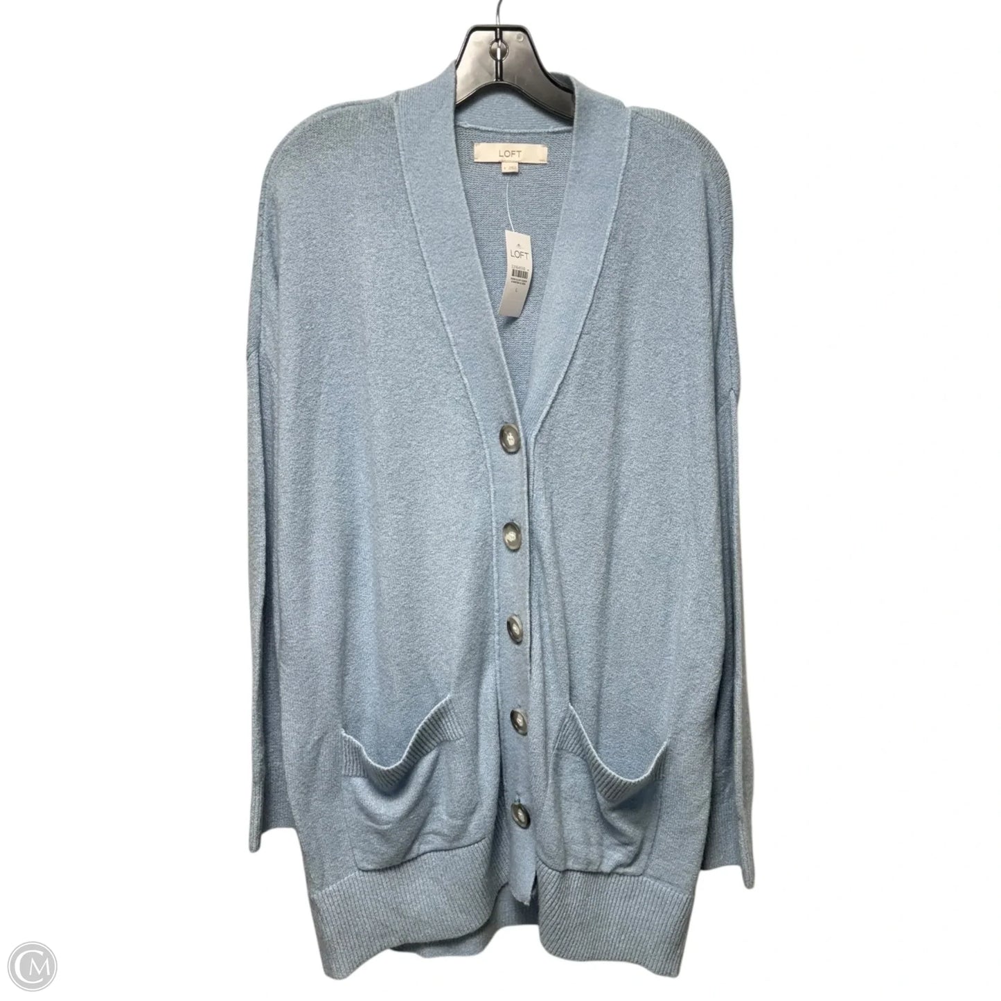 Sweater Cardigan By Loft In Blue, Size: L