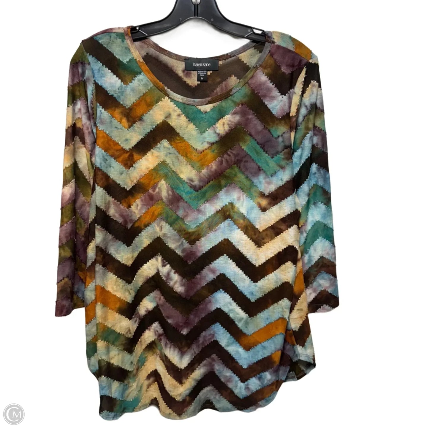 Top Long Sleeve By Karen Kane In Chevron Pattern, Size: M