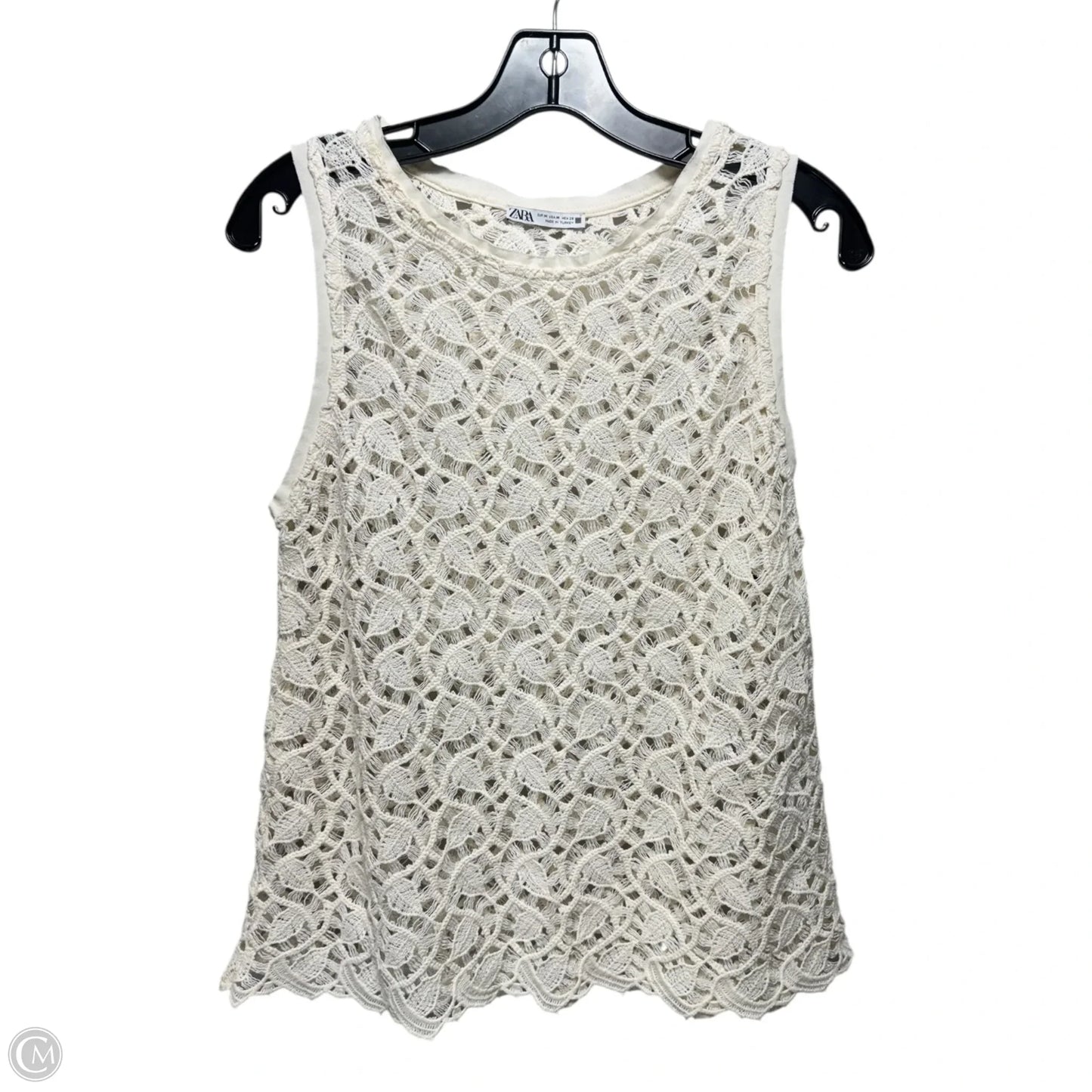 Open Knit Top Sleeveless By Zara In Cream, Size: M