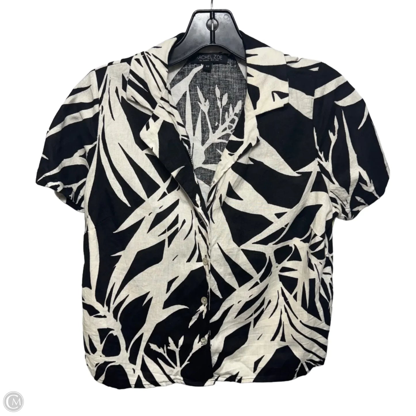 Linen Blend Top Short Sleeve By Rachel Zoe In Floral Print, Size: Xs