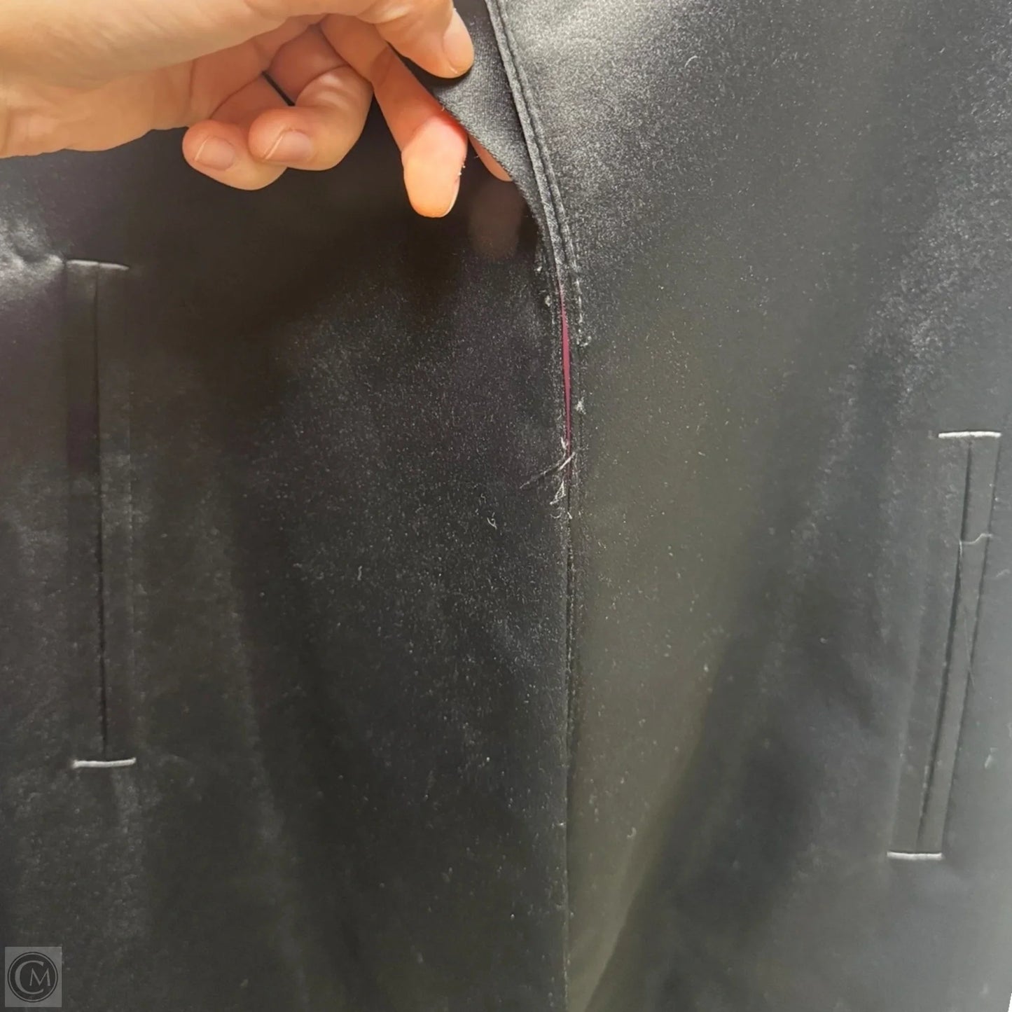 Vintage Satin Long Coat By JS Signature In Black, Size: L