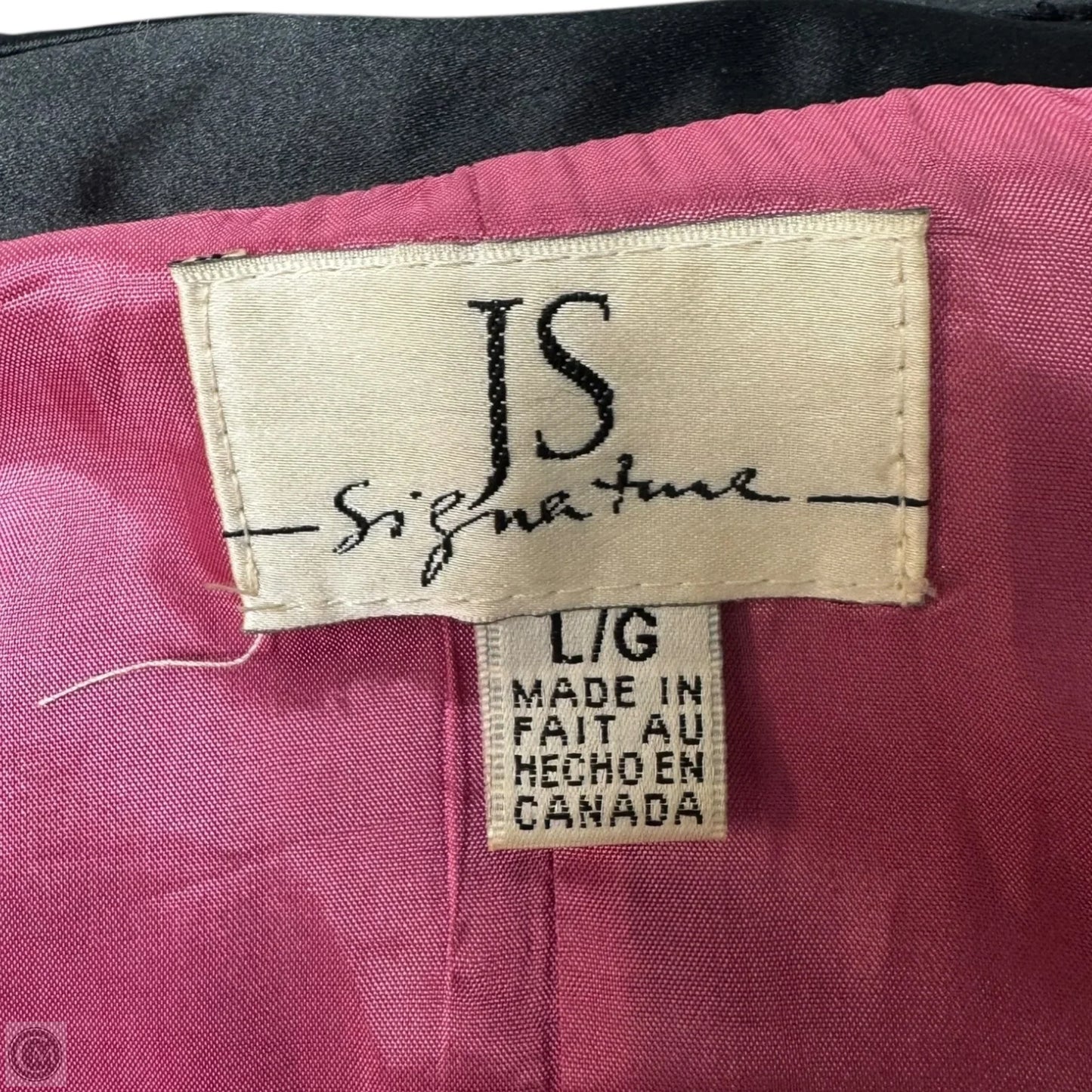 Vintage Satin Long Coat By JS Signature In Black, Size: L