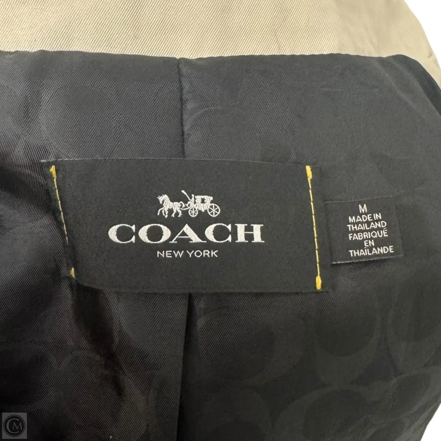 Jacket Designer By Coach In Tan, Size: M