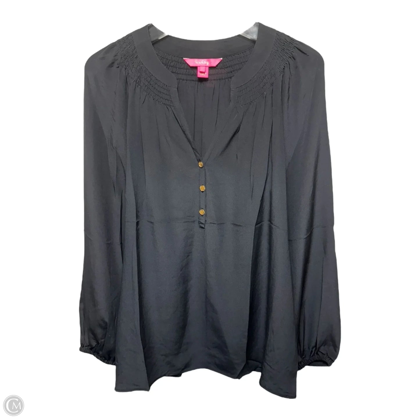 Elsa Silk Top Designer By Lilly Pulitzer In Black, Size: L