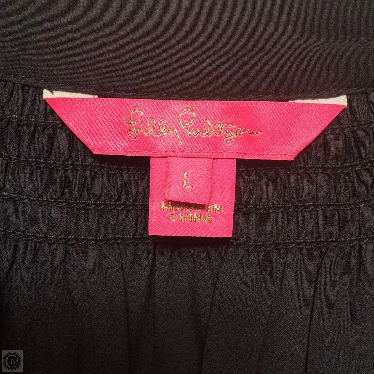 Elsa Silk Top Designer By Lilly Pulitzer In Black, Size: L