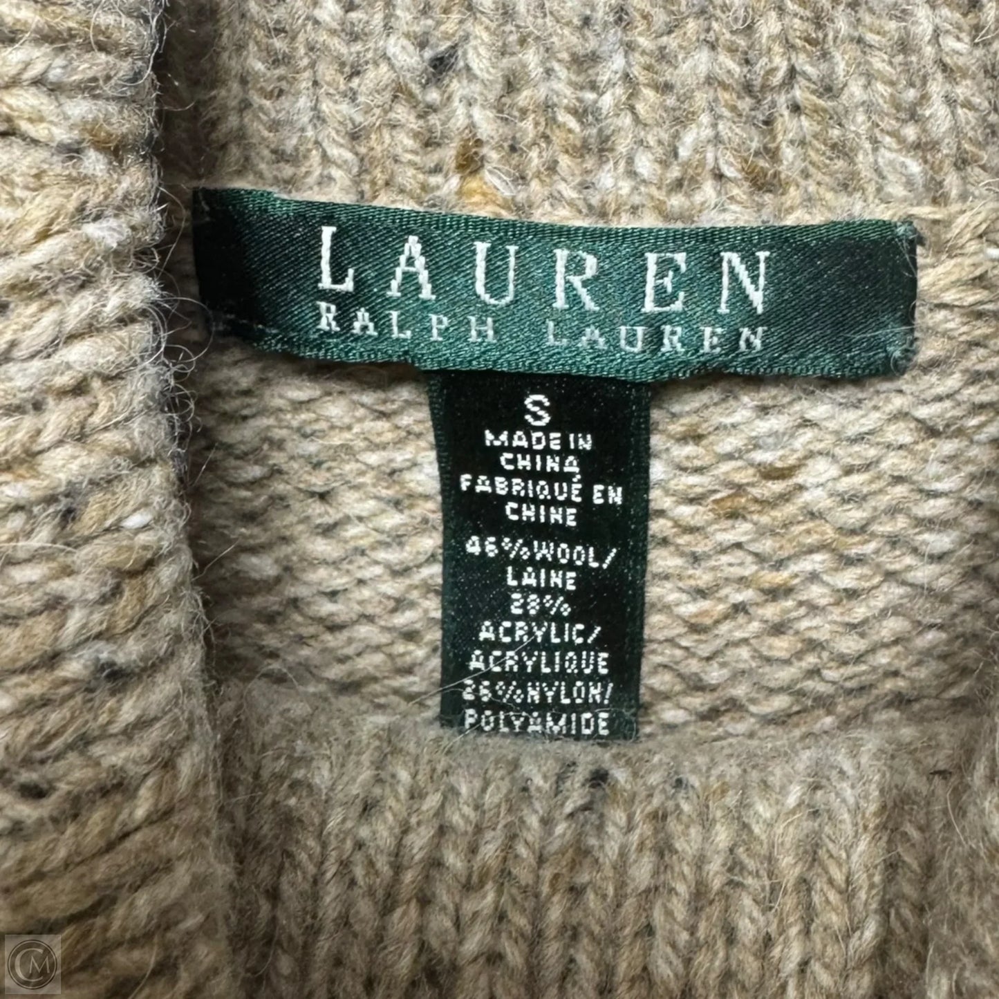 Wool Blend Sweater Dress Casual Midi By Lauren By Ralph Lauren In Tan, Size: S