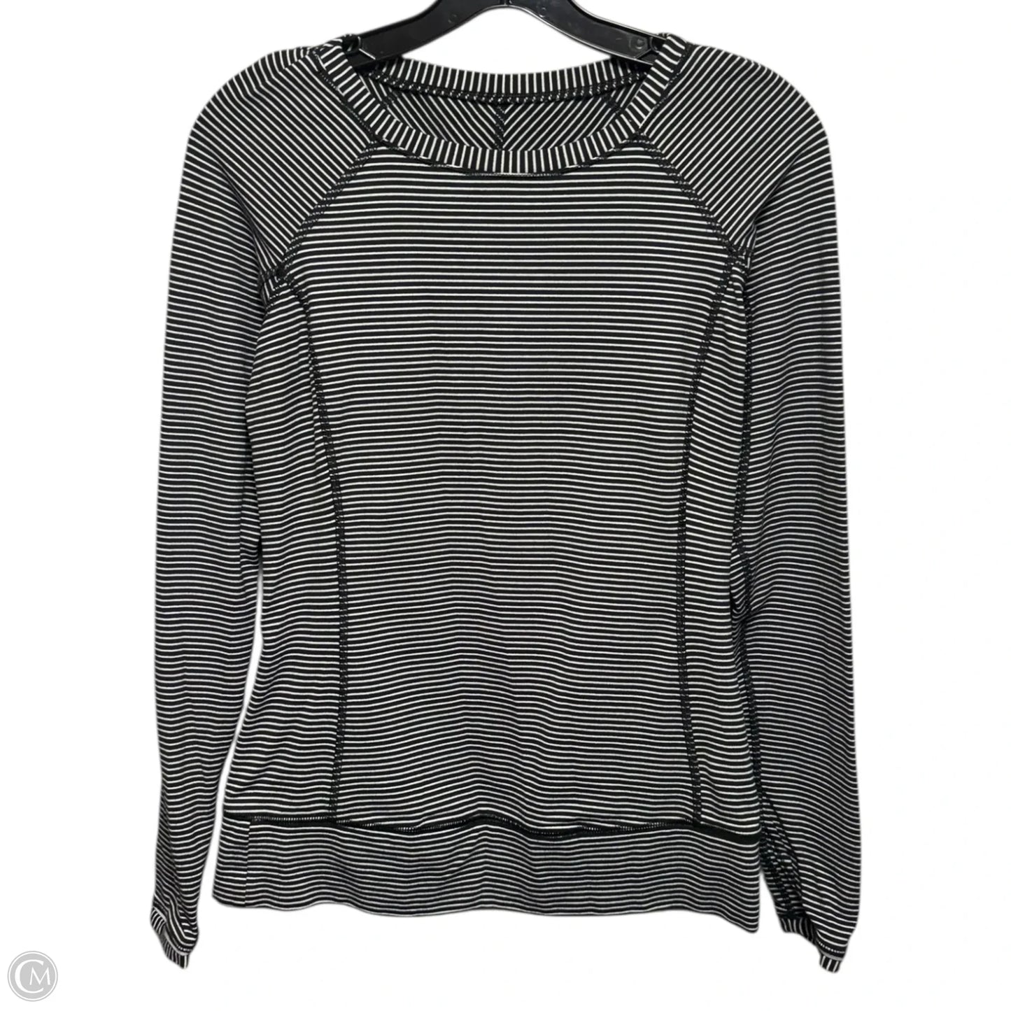 Athletic Top Long Sleeve Collar By Lululemon In Striped Pattern, Size: 6