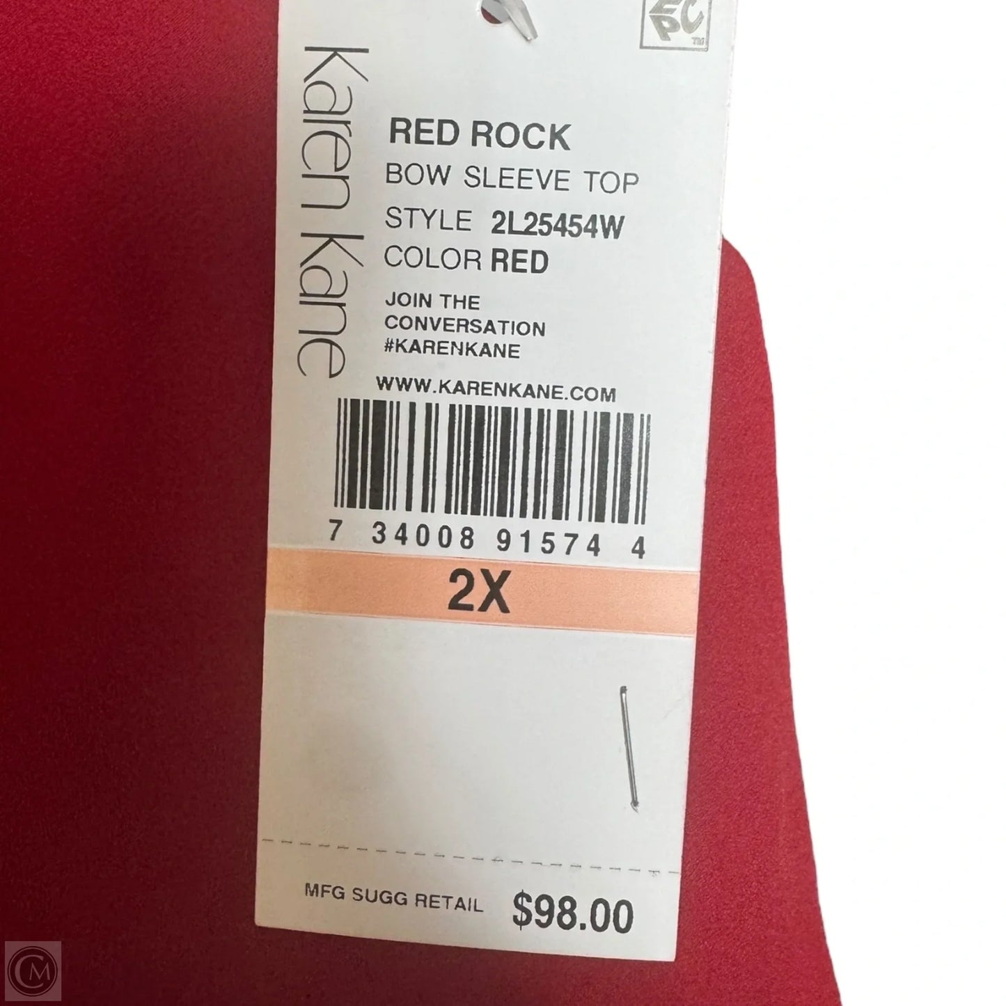 Red Rock Bow Sleeve Top By Karen Kane In Red, Size: 2x