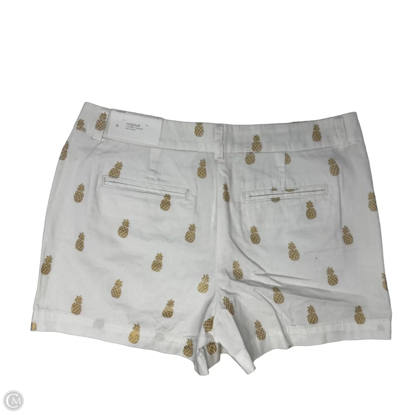 Pineapple Shorts By Loft In White and Gold, Size: 6