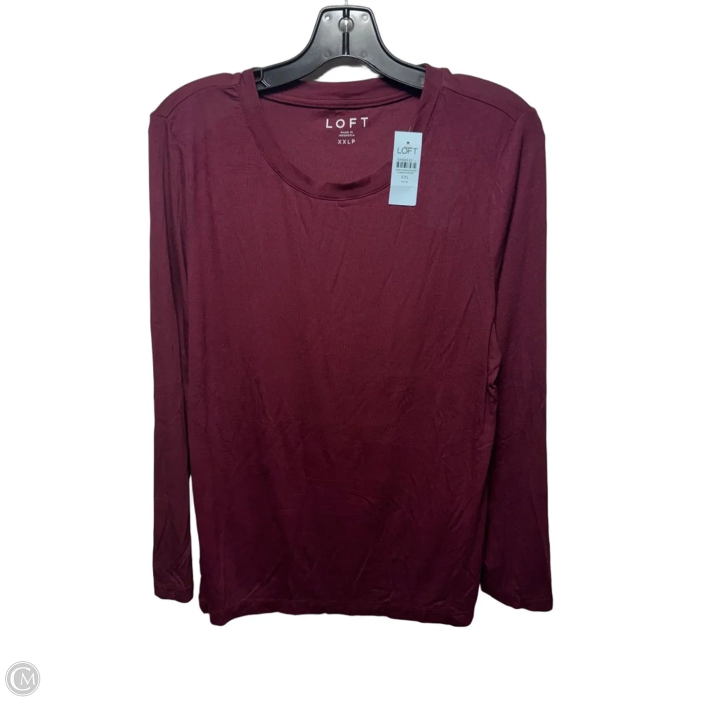 Top Long Sleeve Basic By Loft In Maroon, Size: XXL PETITE