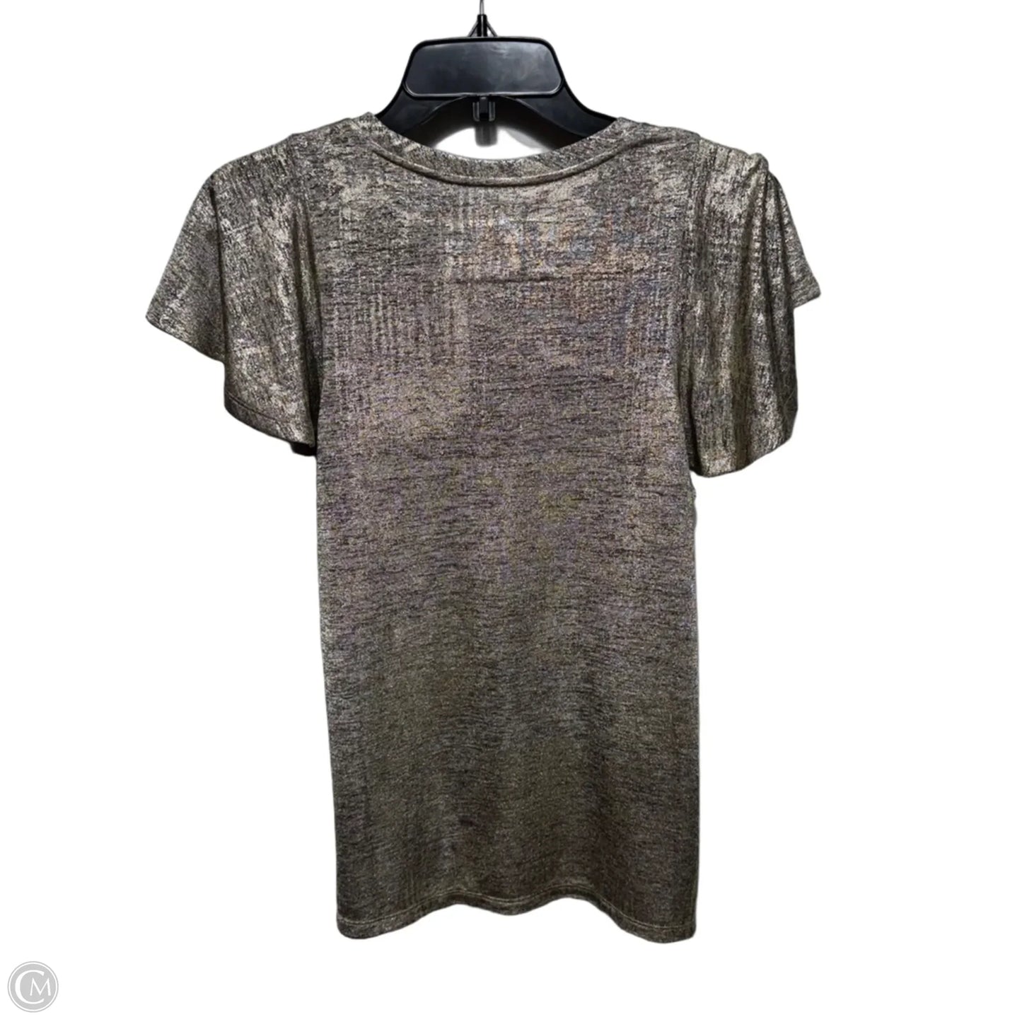 Shimmer Knit Flutter Sleeve Top By Anthropologie In Gold, Size: S