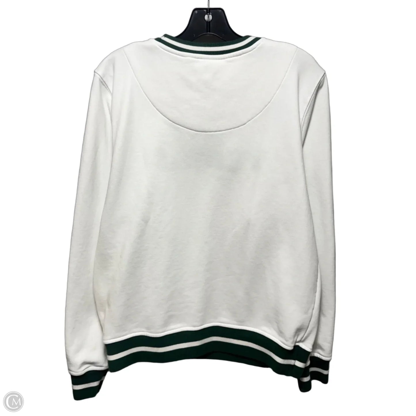 Tennis Sweatshirt Top Long Sleeve By Ellsworth + Ivey In Green & White, Size: S