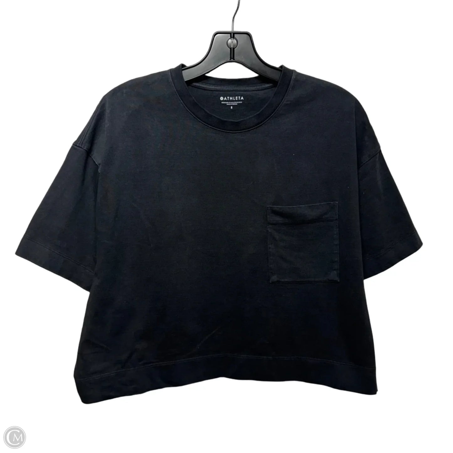 Cropped Athletic Top Short Sleeve By Athleta In Black, Size: S