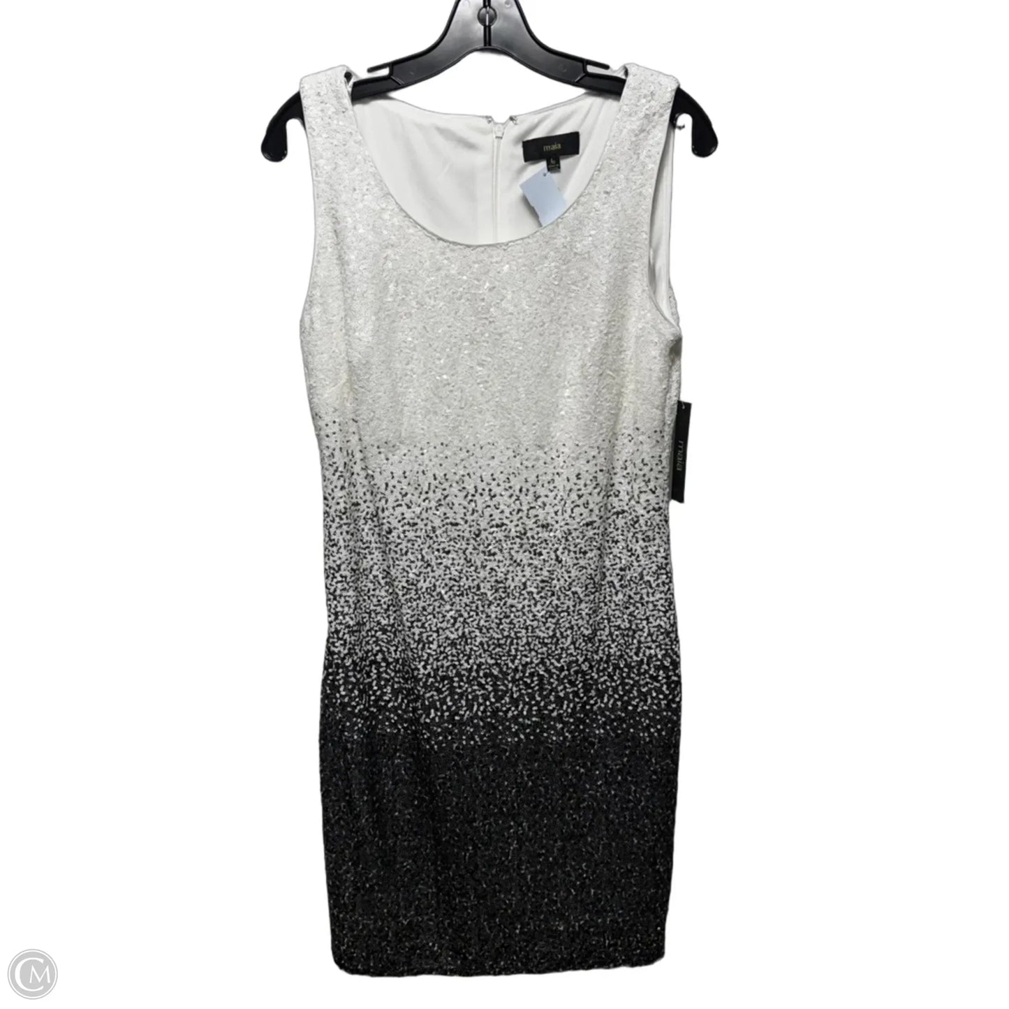 Ombré Sequin Dress Party Midi By Maia In Grey & White, Size: 10