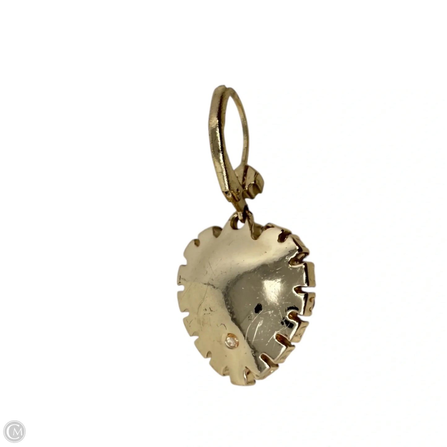 Gold Tone & Pink Iridescent Rhinestone Heart Drop Earrings By Betsey Johnson