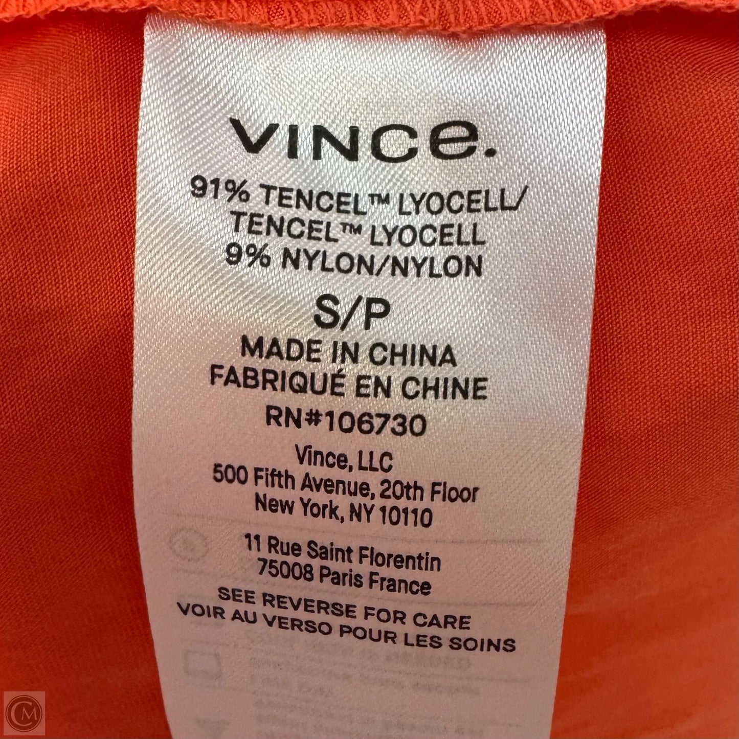 Cuffed Short Sleeve Maxi Dress By Vince In Orange, Size: S