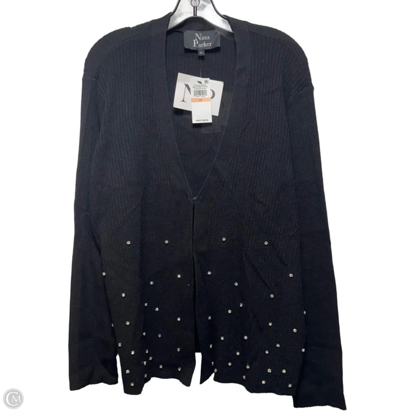 Sweater Cardigan By Nina Parker In Black, Size: 2x