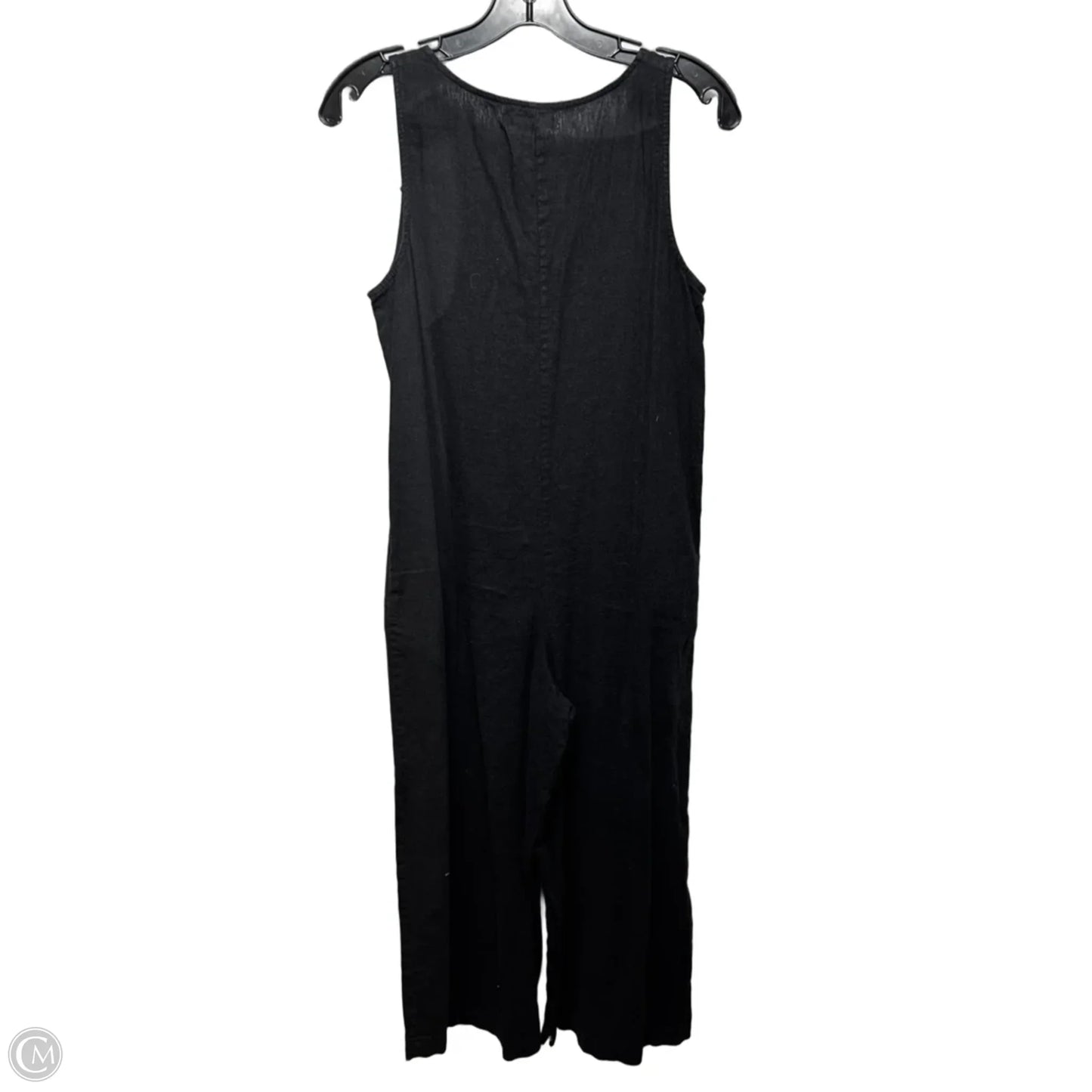 Linen Blend Wide Cropped Leg Jumpsuit By Treasure And Bond In Black, Size: S