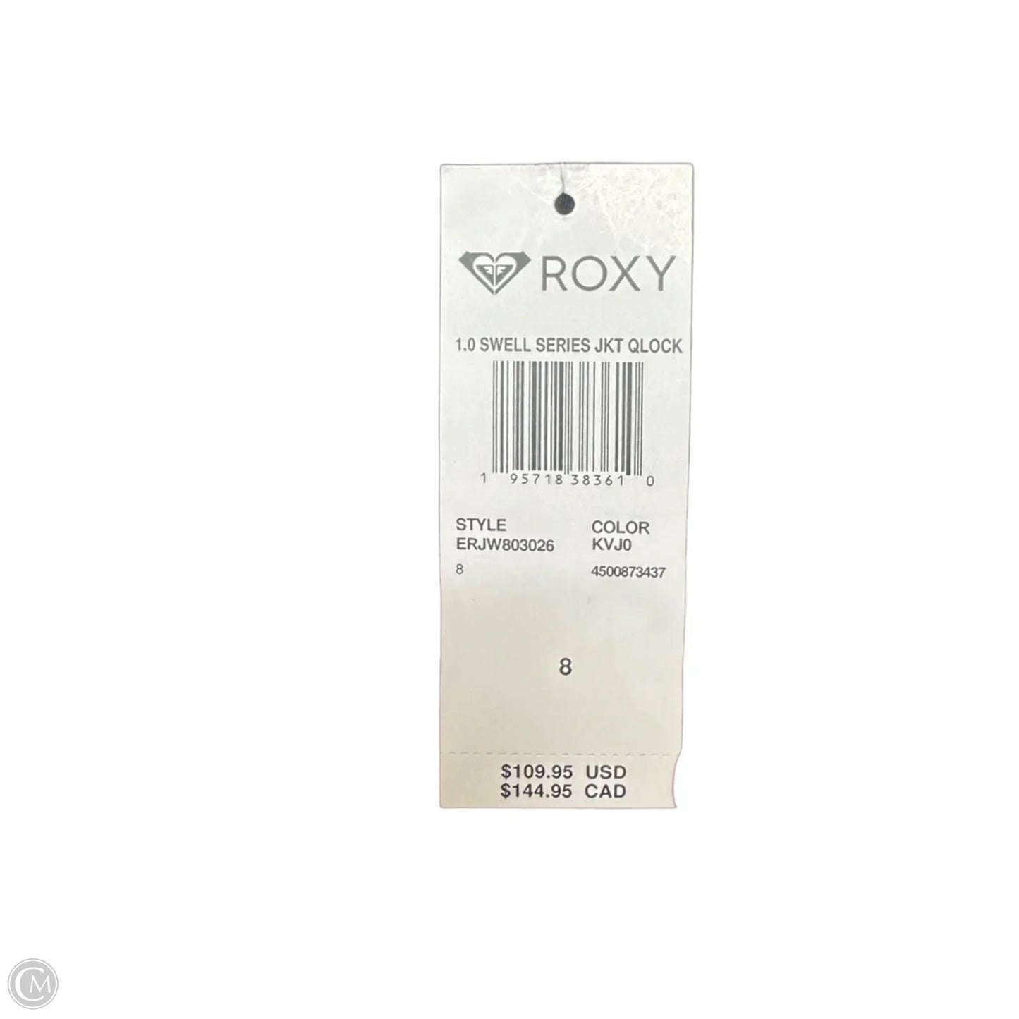 1.0 SWELL SERIES JKT QLOCK Athletic Top Long Sleeve Collar By Roxy In Black & Grey, Size: 8