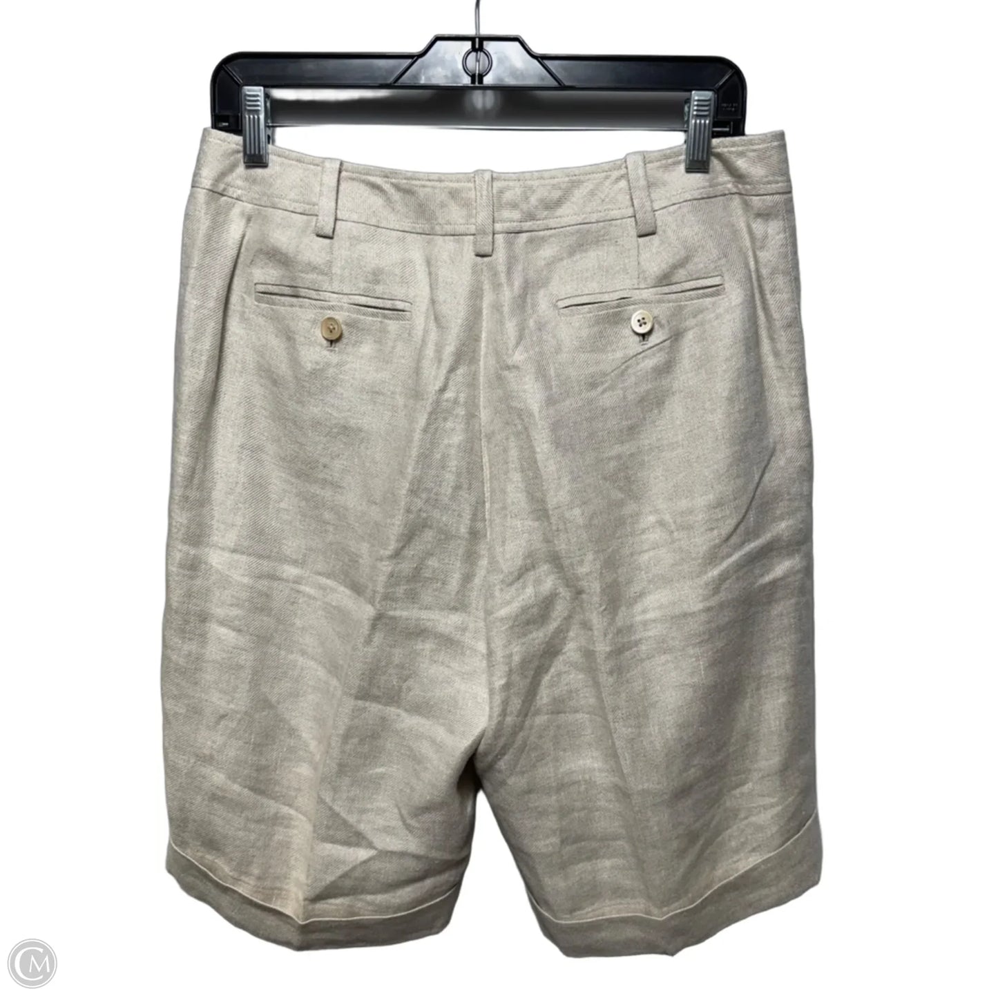 Linen Bermuda Shorts By Brooks Brothers In Tan, Size: 8