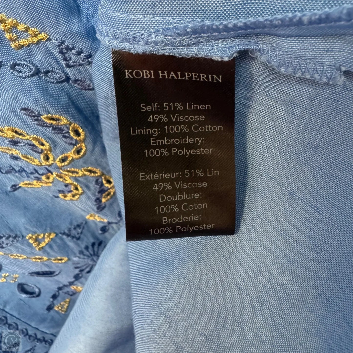Linen Blend Tunic Long Sleeve By Kobi Halperin In Blue, Size: Xl