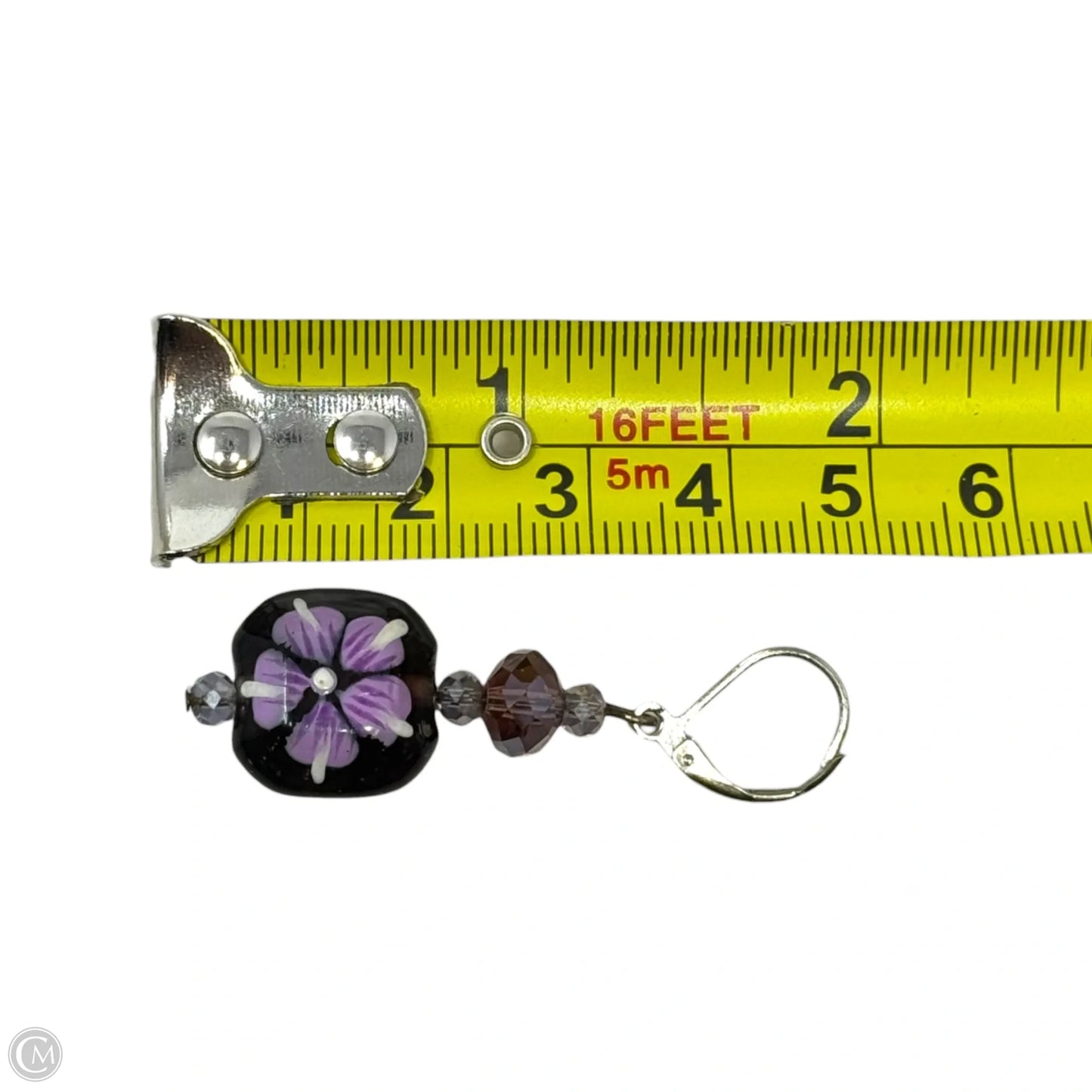 Floral Painted Glass Dangle Earrings