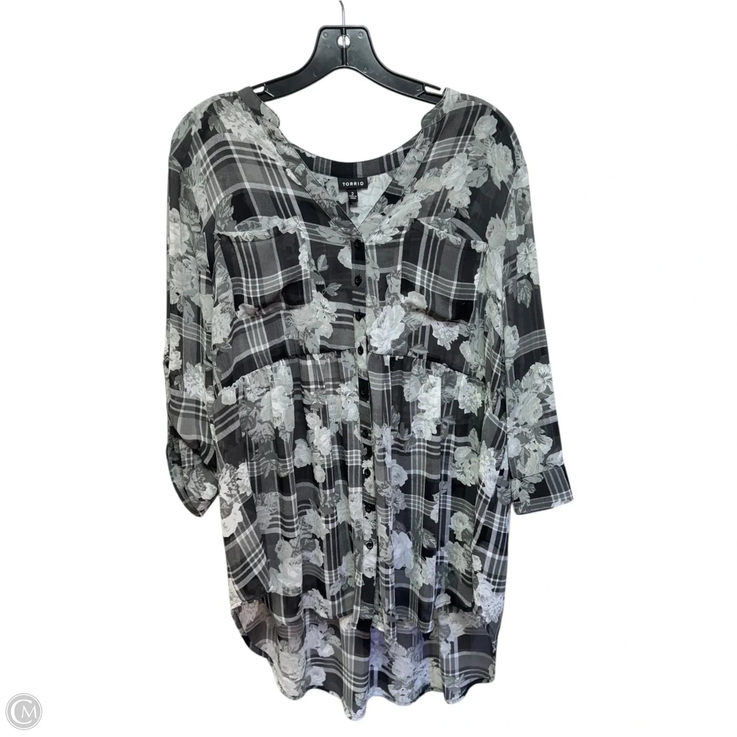 Emma Babydoll Chiffon Tunic By Torrid In Floral Plaid, Size: 3x