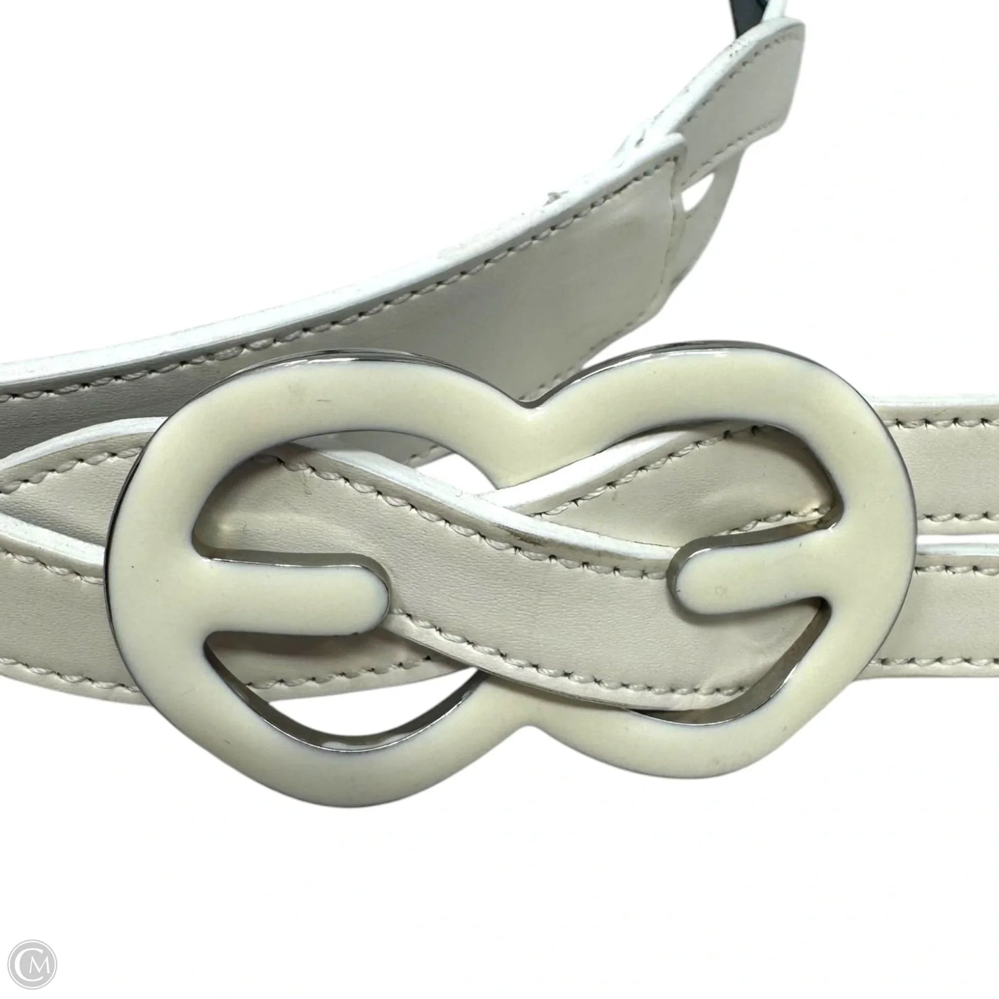 Enamel Logo Buckle Leather Belt Designer By Escada, Size: Small