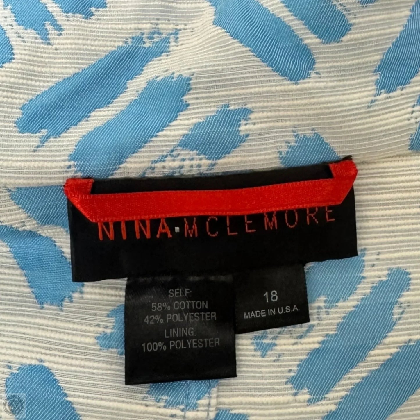 Jacquard Suzanne Blazer By Nina Mclemore In Blue & White, Size: 18