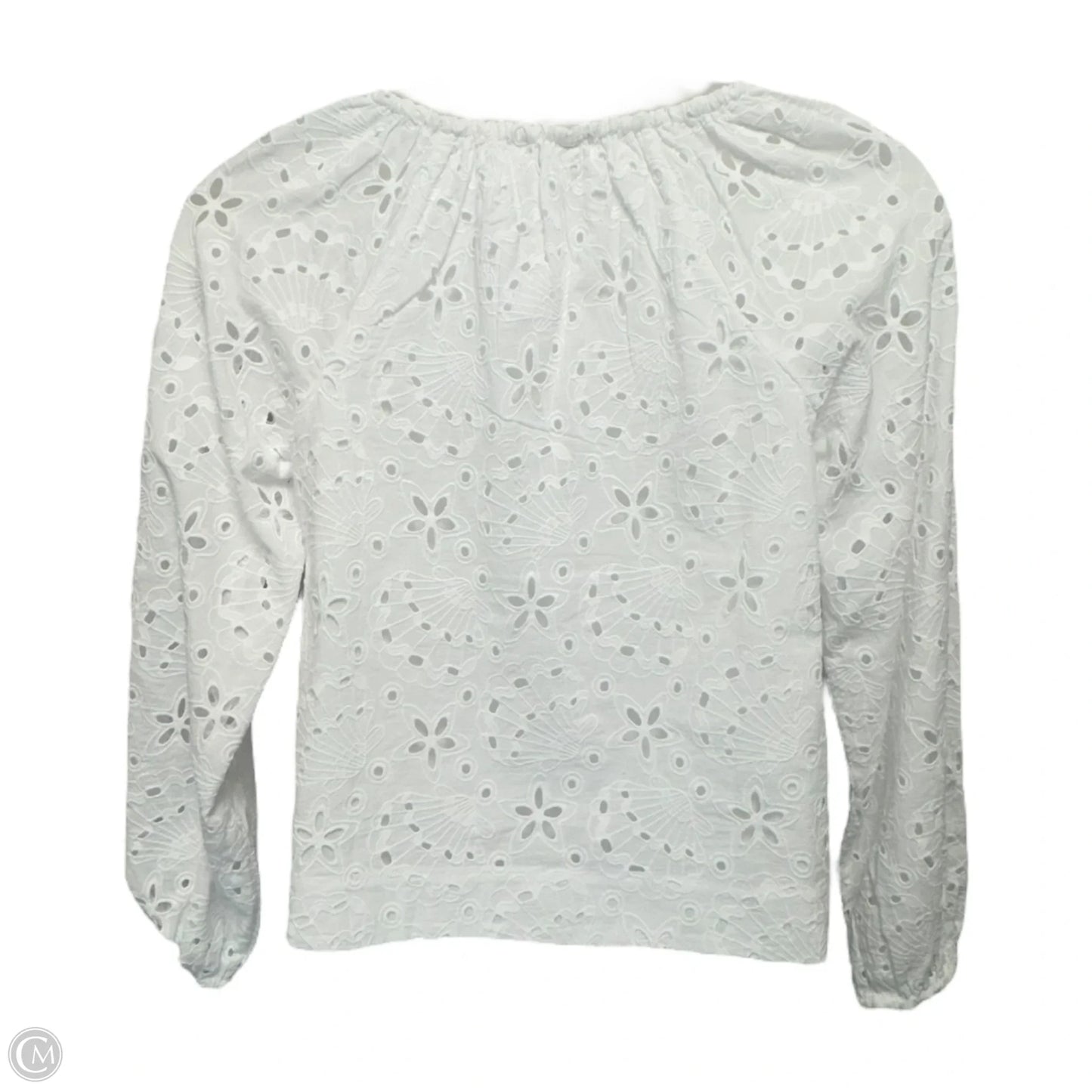 Maisha Seashell Eyelet Notch Blouse Designer By Lilly Pulitzer In White, Size: M
