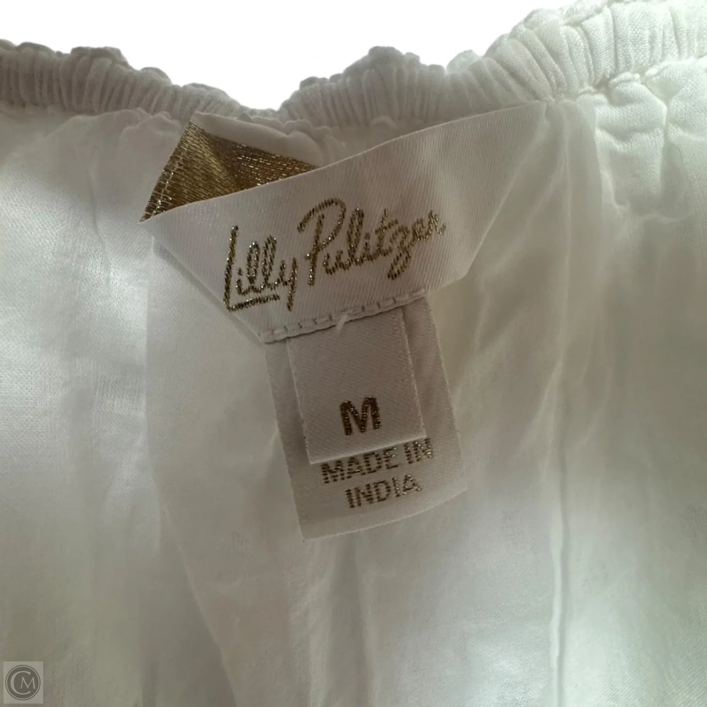 Maisha Seashell Eyelet Notch Blouse Designer By Lilly Pulitzer In White, Size: M