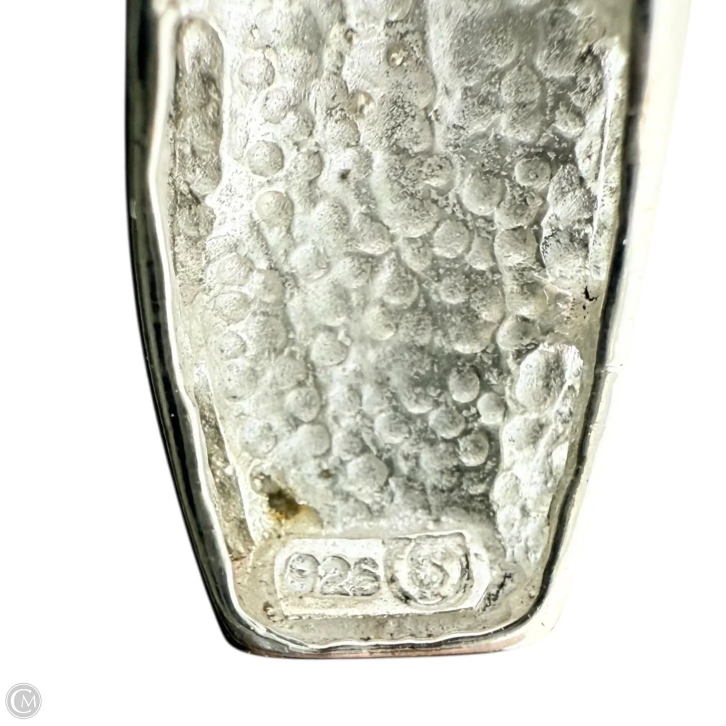 Sterling Silver & Fire Opal Inlay Pendant Necklace By Unbranded